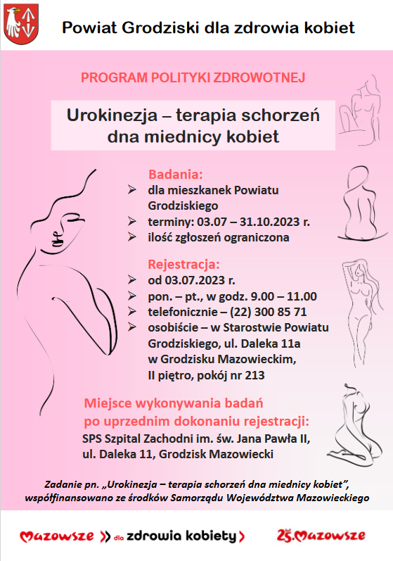 Ulotka informacyjna programu Urokinezja - terapia schorzeń dna miednicy kobiet