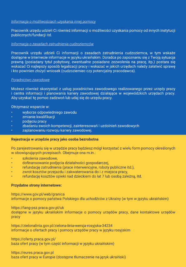 Ulotka Rady dla obywateli Ukrainy zainteresowanych podjęciem zatrudnienia w Polsce część 2 